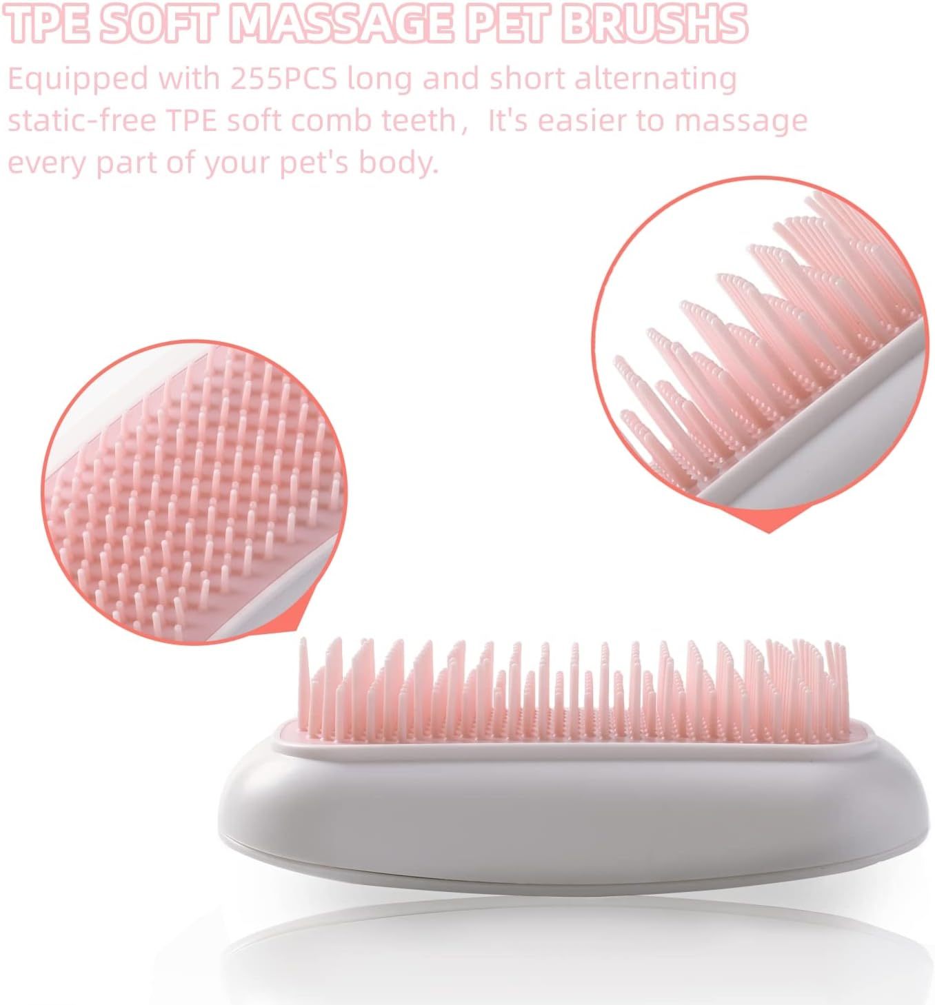 Electric Massage Cat Brushes Hand Held Portable Vibration Pet Brushes Remove Loose Hair Of Cats And Dogs And Sort Out Tangles Suitable For Pet Massage And Cat Dog Play Toys-Pink