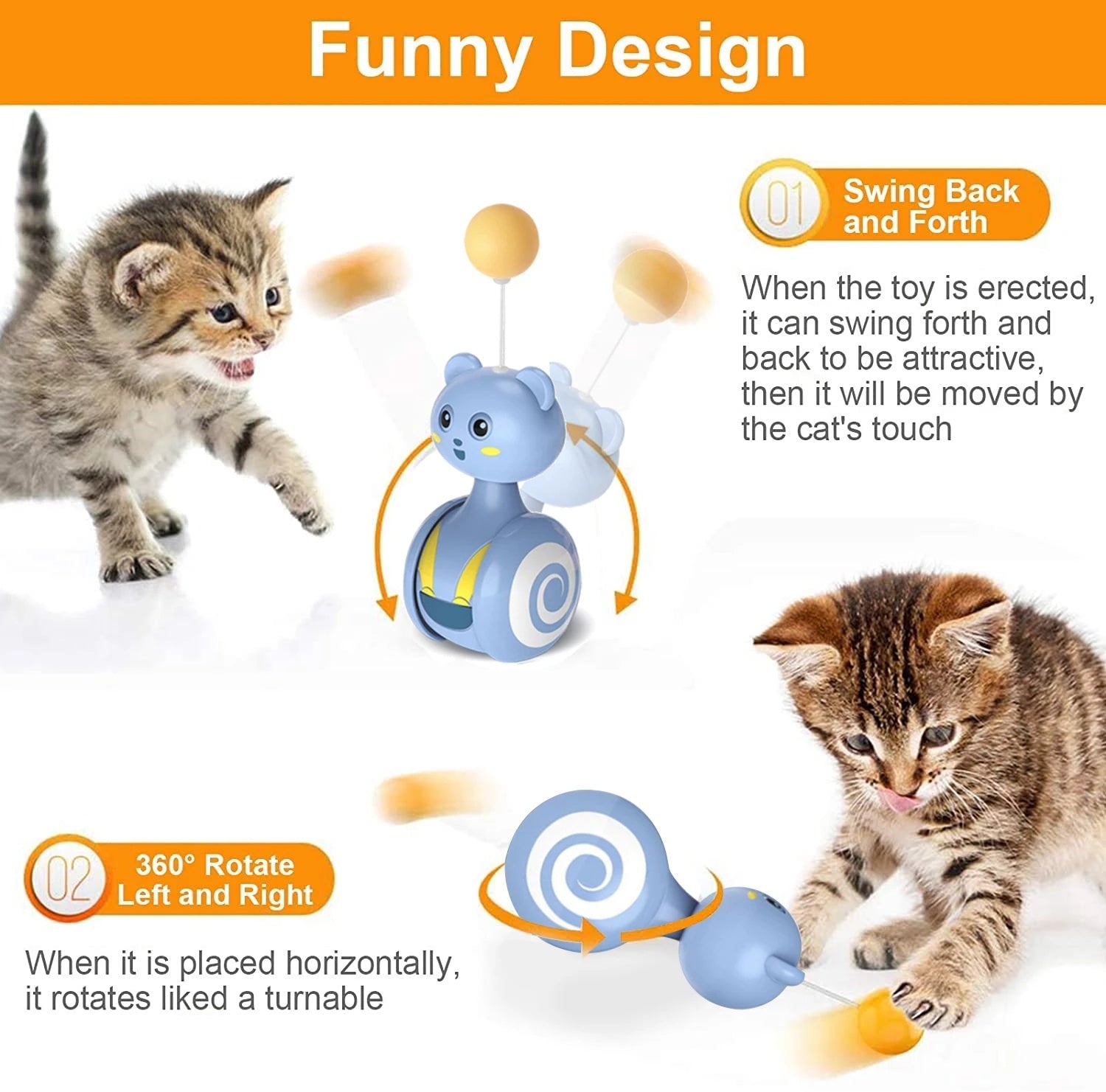 Cat Interactive Feather Toys Pet Bumbler Funny Toy Interactive Cats Toys Cat Rolling Teaser Feather Wand Toys Rotating Ball